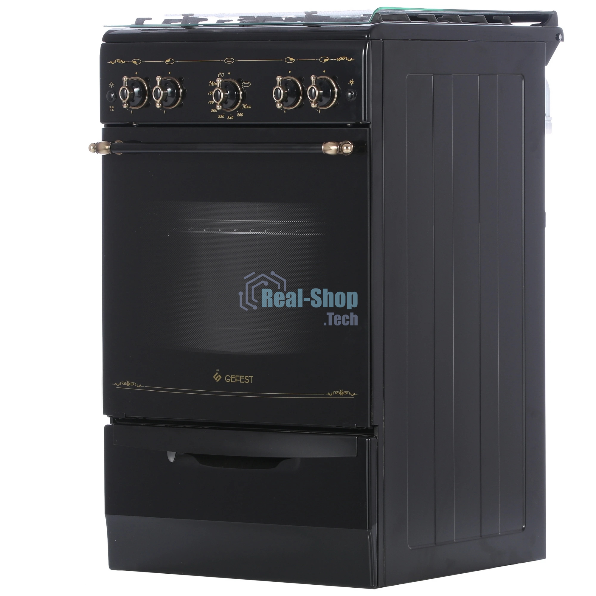 Плита газовая Gefest ПГ 5100-02 0187 черный, конфорок 4 шт, духовка 52 л, 50 см x 85 см x 58.5 см