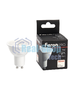 Лампа светодиодная FERON PRO LB-1607 LED 7вт 230в GU10 теплый с линзой 110гр.