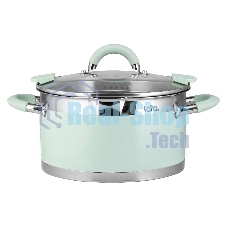 Кастрюля Lara LR02-542 MINT 20x11см, 3,3 л, носик, индукционное дно, крышка с бортом, полипропилен, силикон, нержавеющая сталь