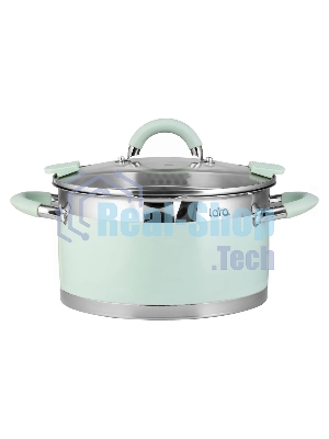 Кастрюля Lara LR02-542 MINT 20x11см, 3,3 л, носик, индукционное дно, крышка с бортом, полипропилен, силикон, нержавеющая сталь