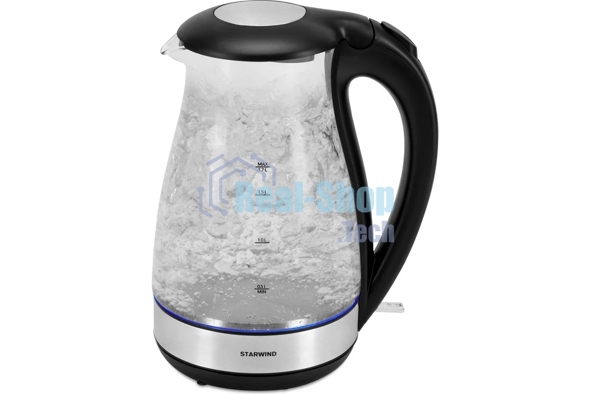 Чайник электрический Starwind SKP3039 1.7л. 2200Вт черный (корпус: стекло)