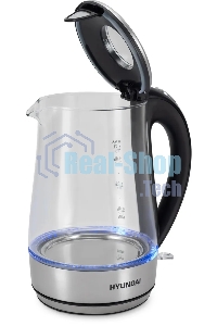Чайник электрический Hyundai HYK-G8406 1.7л. 2200Вт прозрачный/черный (корпус: нержавеющая сталь)