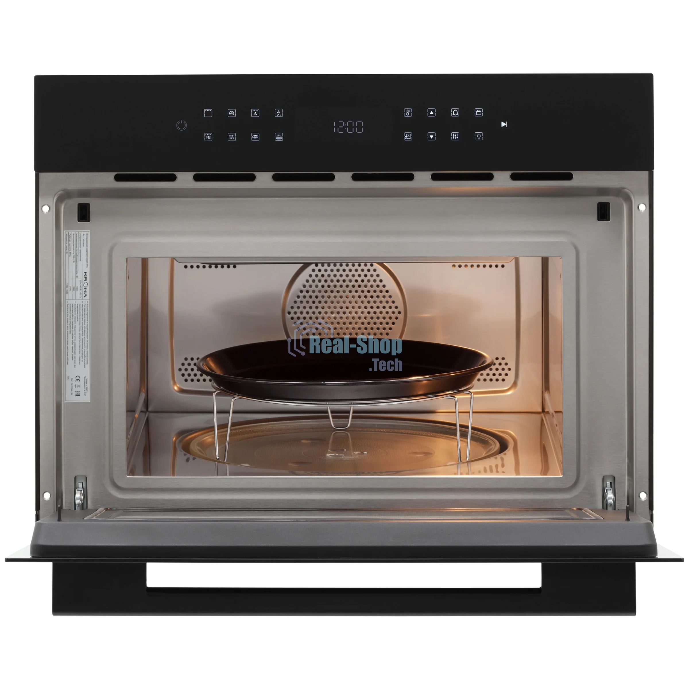 Микроволновая печь встраиваемая Krona ONYX 45H mw BL/BL черный, 38 л, 1000 Вт, переключатели - сенсор