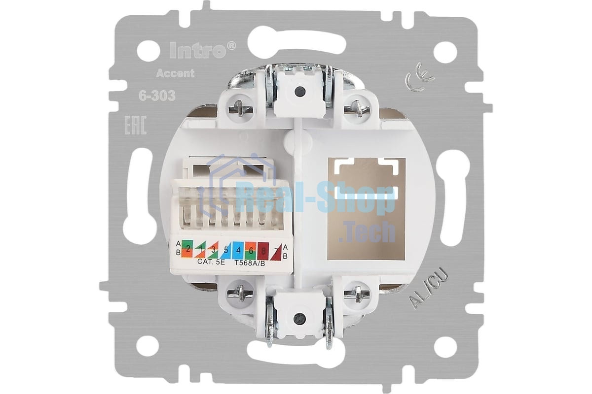 Розетка Intro Accent 6-303-09 информационная RJ45 IP20 СУ титан Б0063642