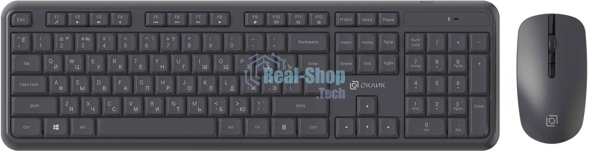 Комплект клавиатура + мышь Оклик S277W клав:серый мышь:серый USB беспроводная Multimedia (2066173)