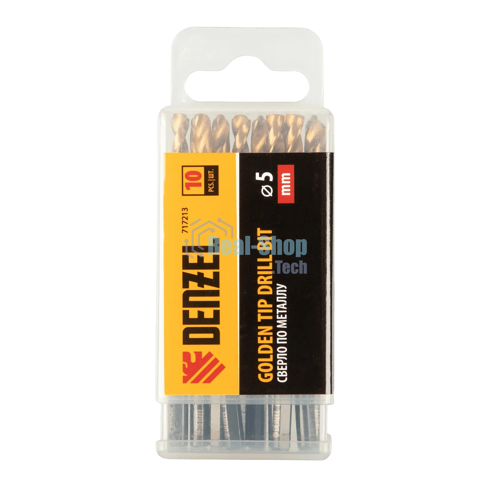 Сверло по металлу Denzel 5 мм, HSS-Tin, Golden Tip, 10 шт.