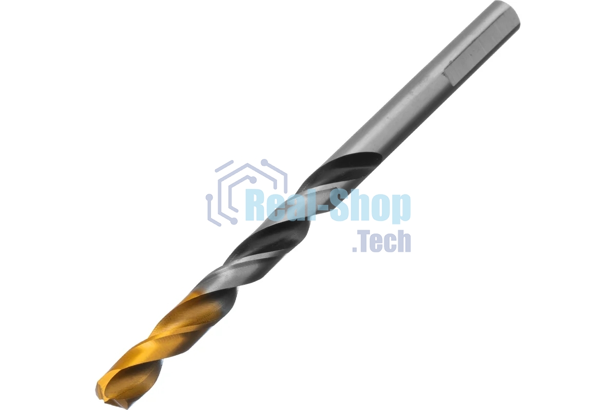 Сверло спиральное по металлу Denzel 7,0 x 109мм, Р6М5, Golden Tip, многогранная заточка