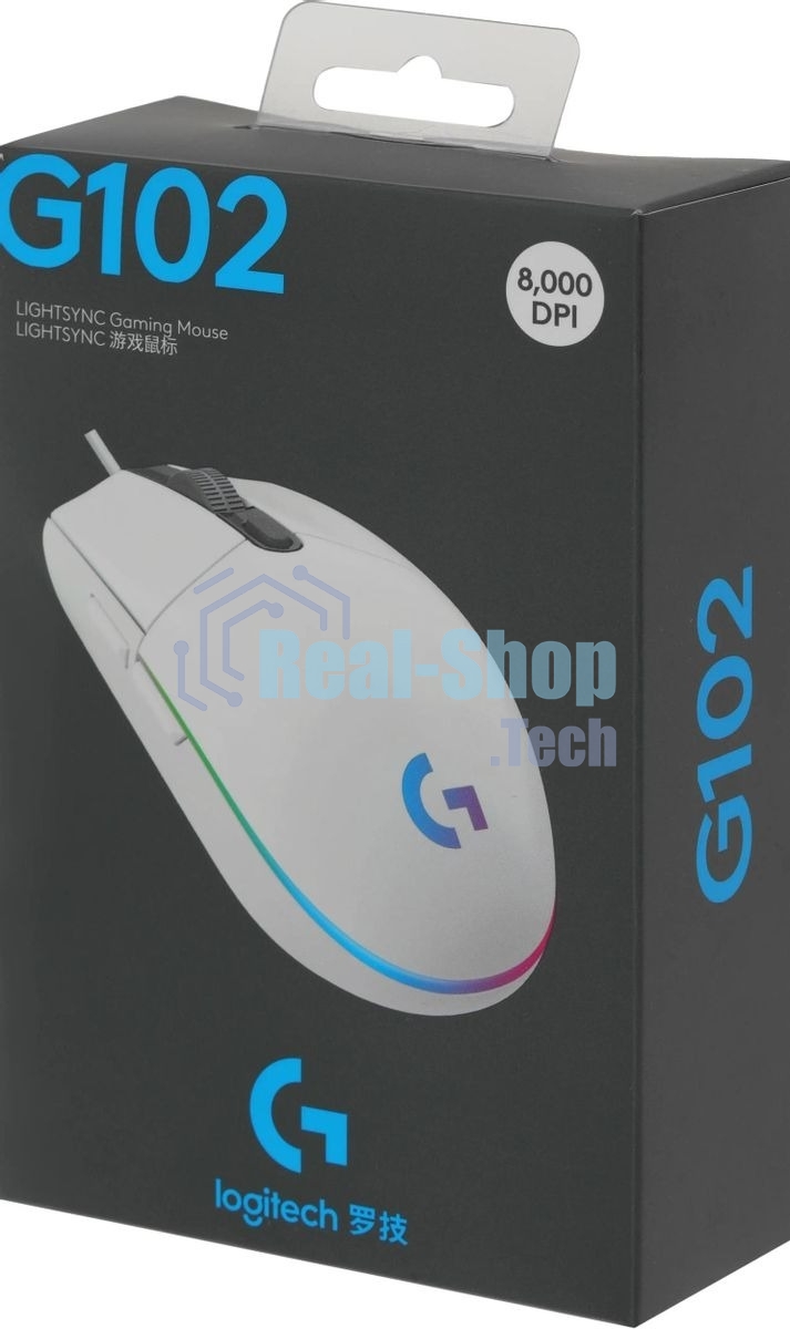 Мышь проводная Logitech G102 LIGHTSYNC белый, 8000 dpi, USB, кнопки - 6