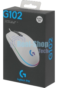 Мышь проводная Logitech G102 LIGHTSYNC белый, 8000 dpi, USB, кнопки - 6
