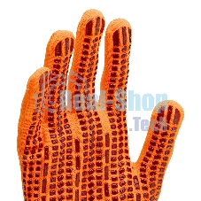 Перчатки Сибртех трикотажные, синтетическая нить, ПВХ-гель точка, оранжевый, L, 13 класс