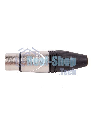 Разъем аудио FORCE CFA-022XLR (F), материал контактных частей медь с серебряным покрытием, покрытие корпуса никель, цвет матовый серебристый/черный