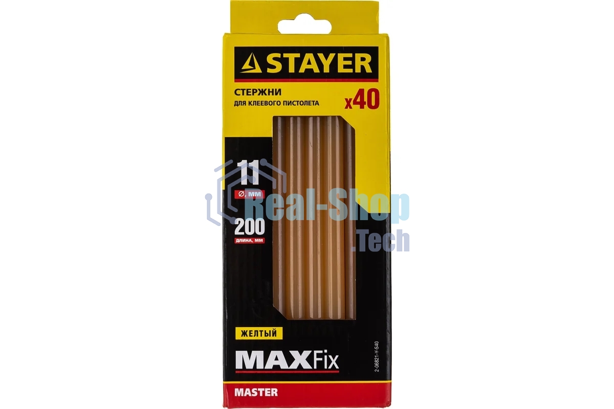 Стержни для клей-пистолетов STAYER 2-06821-Y-S4011х200мм 40шт. желтый по бумаге и дереву