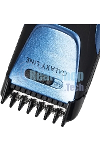 Набор для стрижки Galaxy Line GL 4166, черный с голубым, 3 Вт, время работы до 1,5 ч, аккум. Li-Ion 3,7 В, емк. аккум. 600 мА*ч, лезв. из нерж. стали, ширина лезвия 40 мм, 24 положения насадки-расчески (3,5 - 14,5 мм), филир. гребень, индик. заряда аккум.