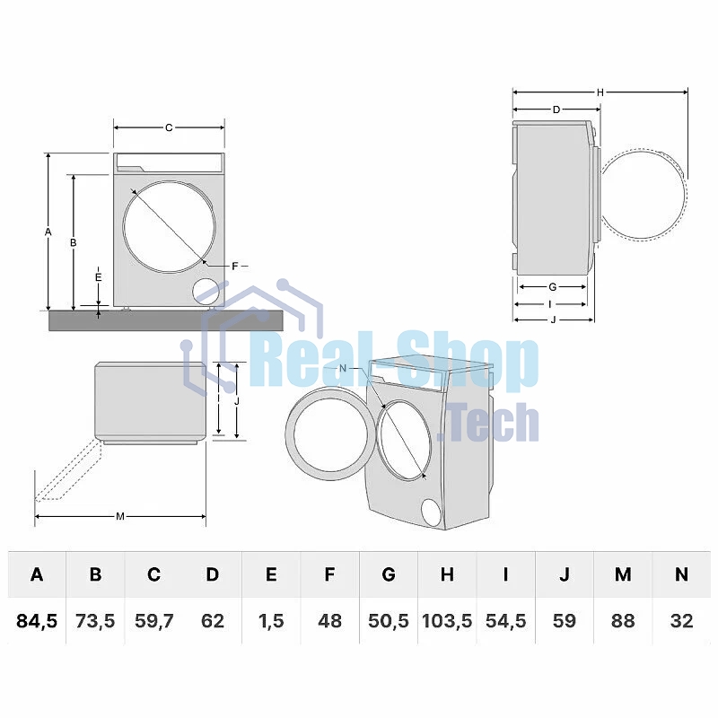 Стиральная машина с сушкой Korting KWD 58IL14106 белый, загрузка фронтальная 9 кг, 1400 об/мин., класс: А