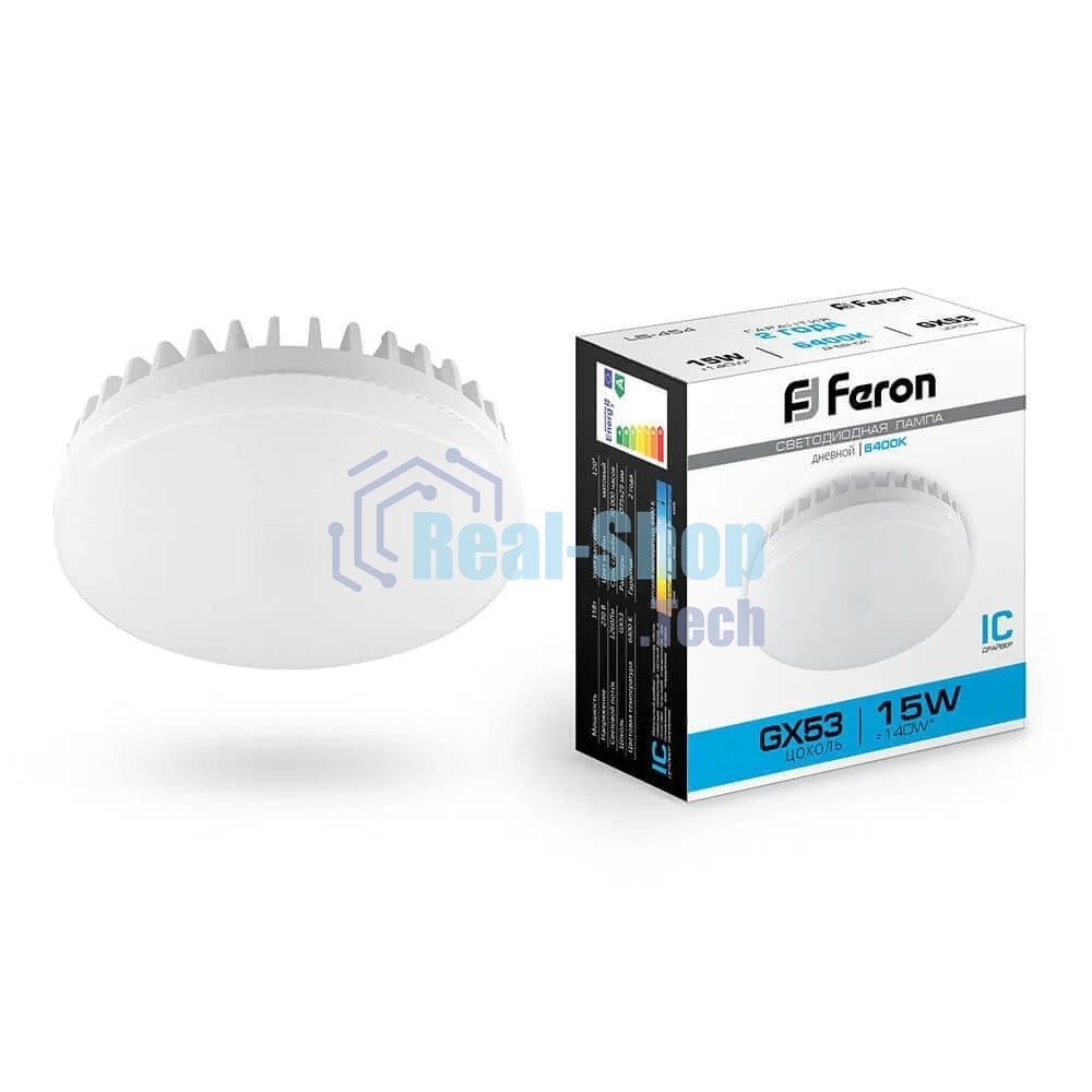 Лампа светодиодная Feron LB-454 15Вт GX53 дневной таблетка
