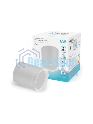 Светильник Gauss Overhead накл цил 6W 420lm 4100K 170-240V IP20 68x75мм белый с расс LED
