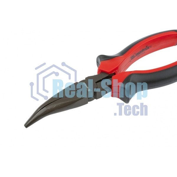 Длинногубцы Matrix black nickel 160 мм изогнутые, двухкомпонентные рукоятки