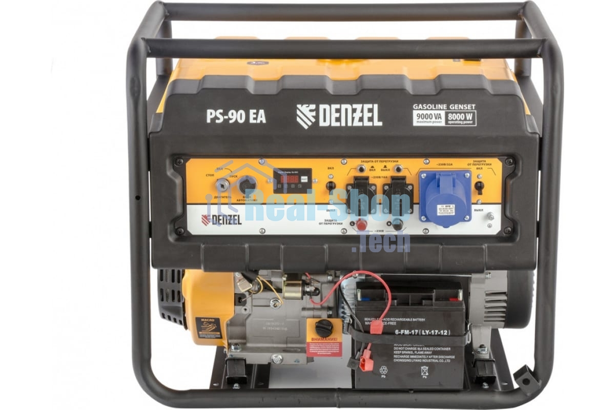 Электрогенератор бензиновый Denzel PS 90 EA, 9 кВт, 85 дБ, 92 кг