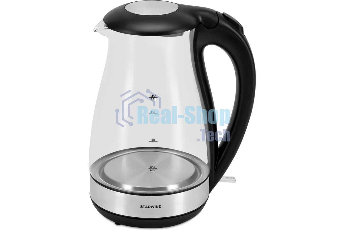 Чайник электрический Starwind SKP3039 1.7л. 2200Вт черный (корпус: стекло)