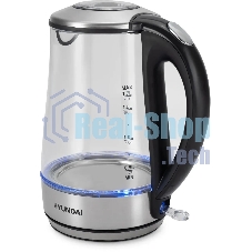 Чайник электрический Hyundai HYK-G8406 1.7л. 2200Вт прозрачный/черный (корпус: нержавеющая сталь)