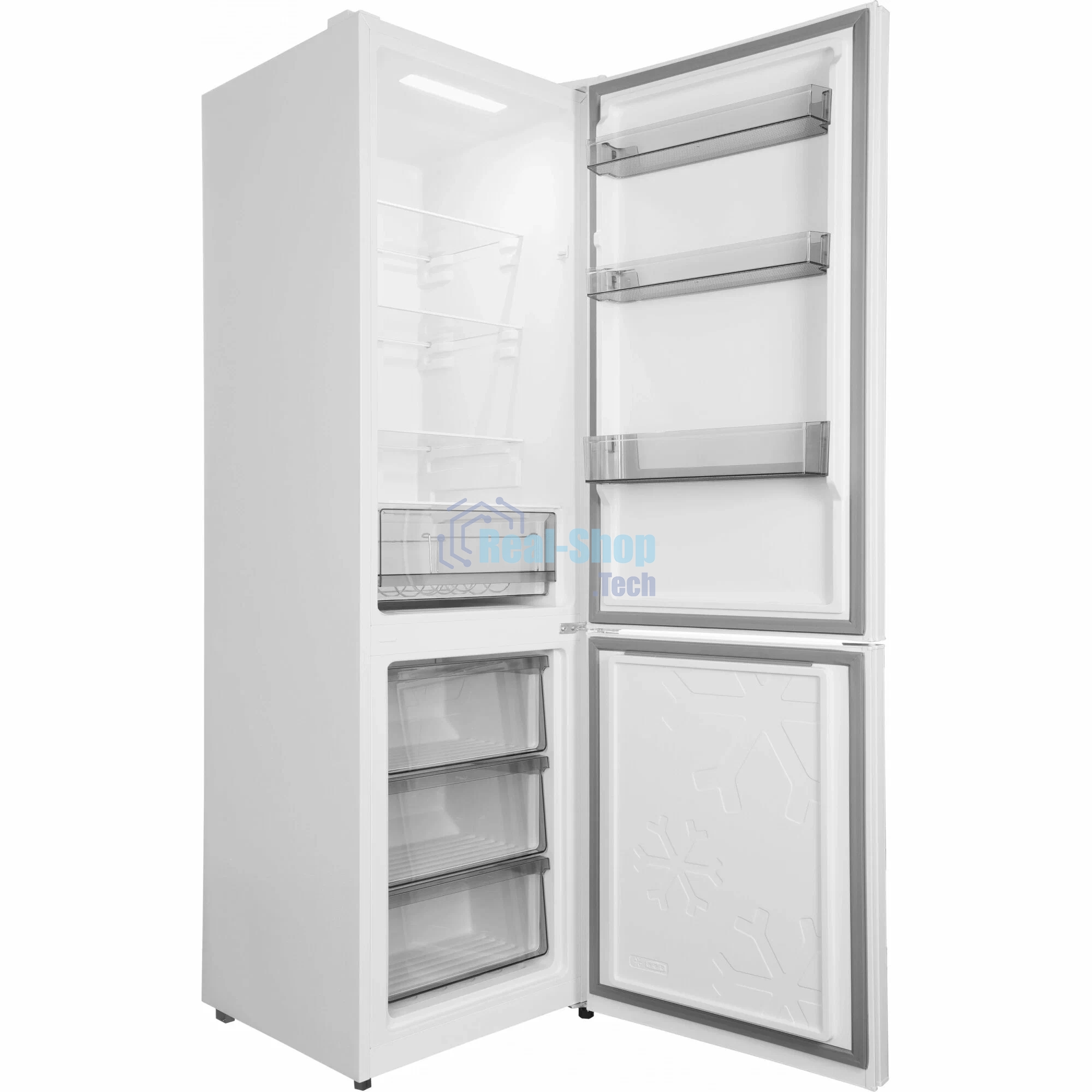 Холодильник Hyundai CC35083F белое стекло двухкамерный 240/95л морозилка снизу, No Frost