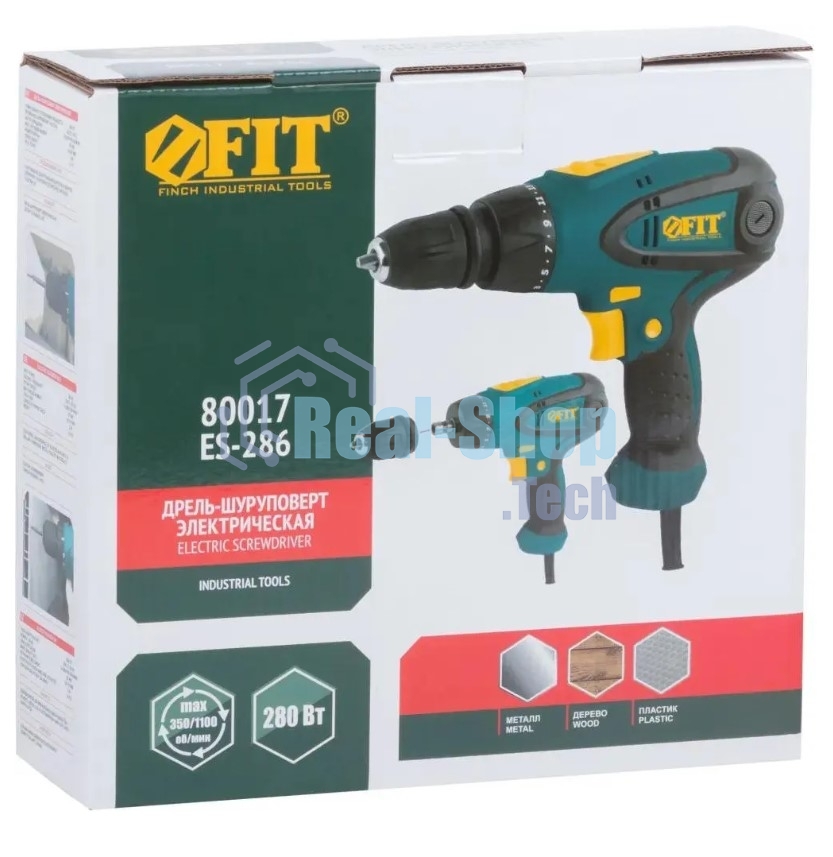 Дрель-шуруповерт сетевая FIT ES-286, Сетевая, 280 Вт