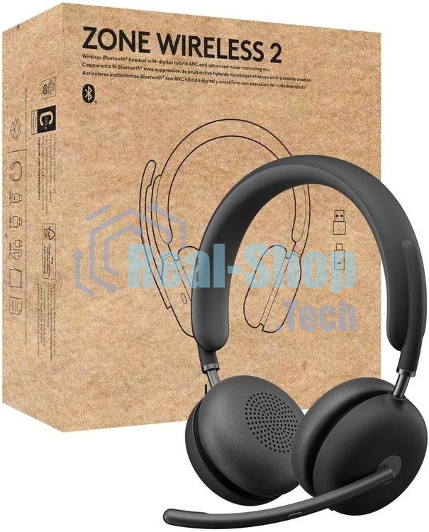 Гарнитура Logitech Zone Wireless 2 UC Graphite серый, беспроводная, Bluetooth 5.2, ANC