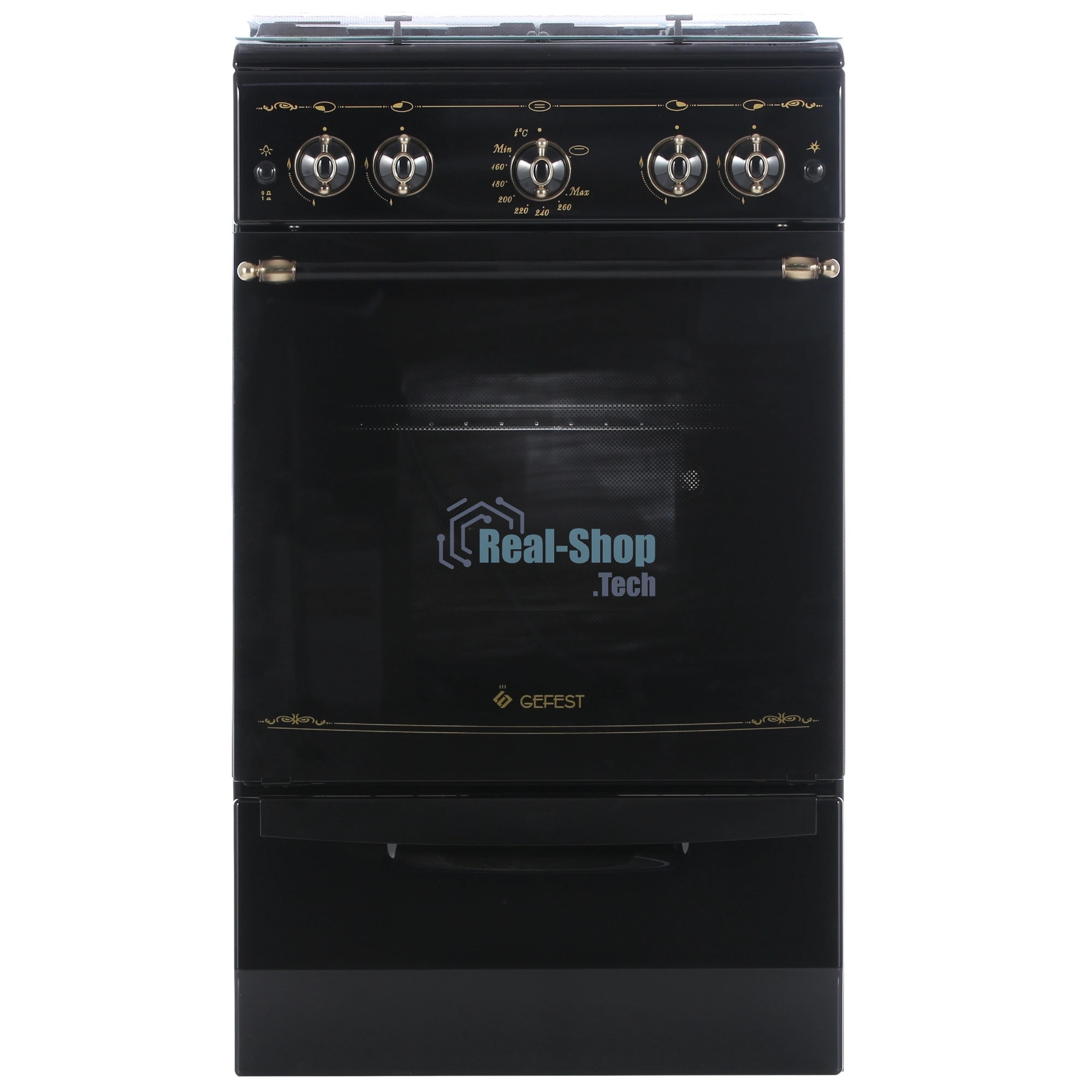 Плита газовая Gefest ПГ 5100-02 0187 черный, конфорок 4 шт, духовка 52 л, 50 см x 85 см x 58.5 см