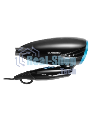 Фен Starwind SHD 7066 черный/синий, 1600 Вт, компактный, ионизация