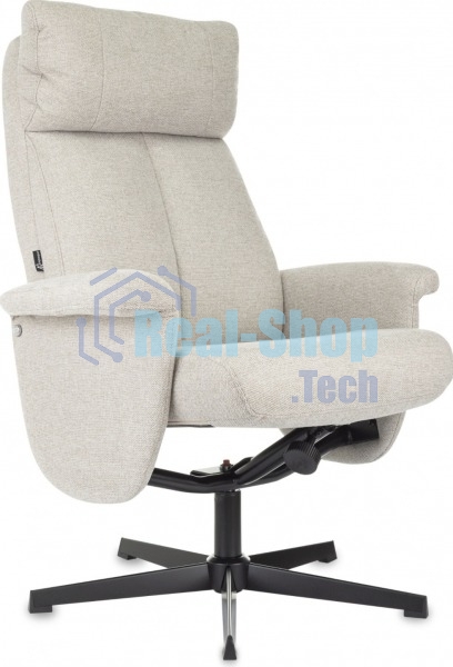 Кресло для дома Бюрократ Baron с пуфом бежевый, металл черный крестов. (_BARON/BEIGE)