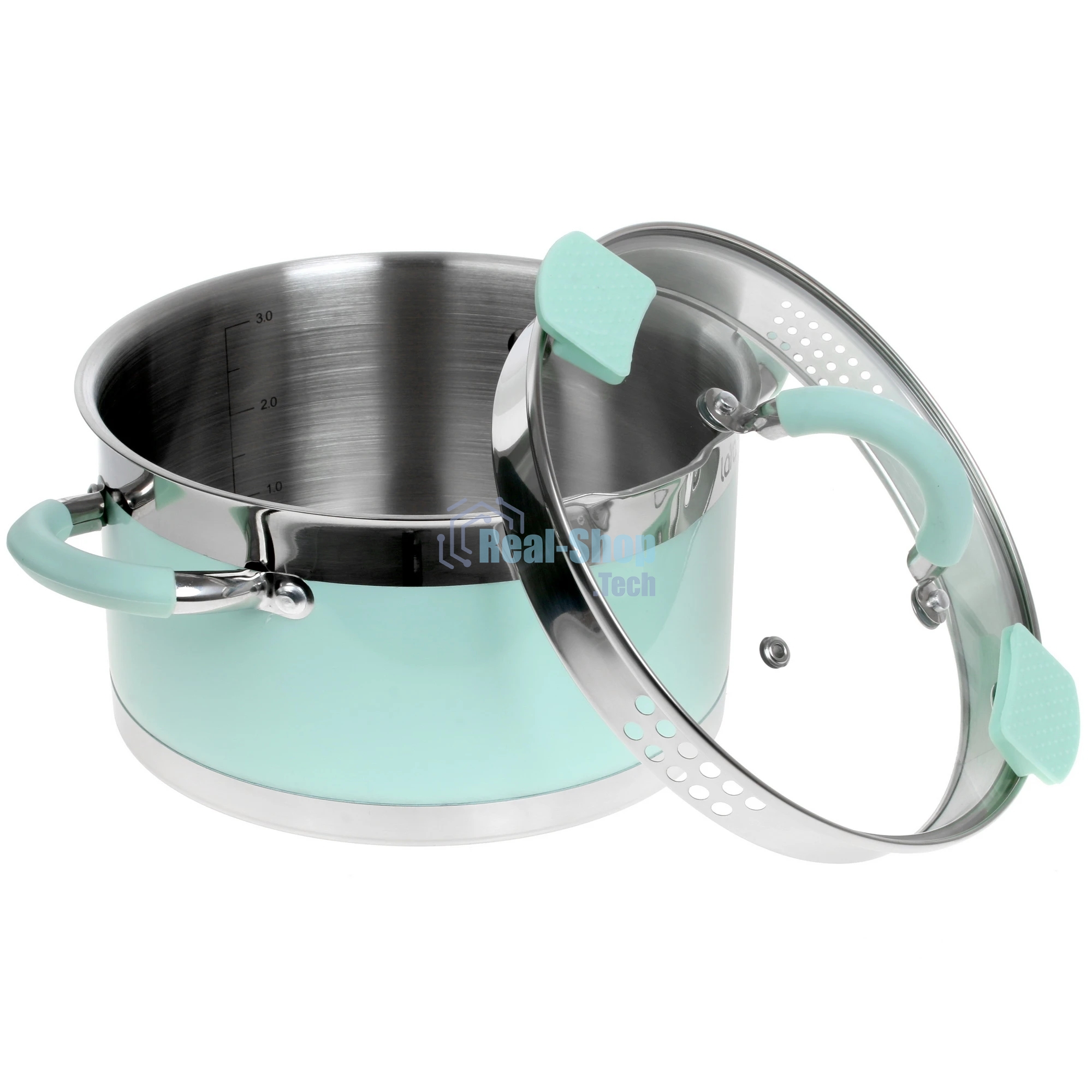 Кастрюля Lara LR02-542 MINT 20x11см, 3,3 л, носик, индукционное дно, крышка с бортом, полипропилен, силикон, нержавеющая сталь