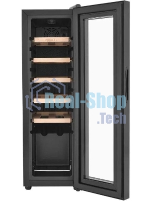 Винный шкаф ZÜGEL ZCWF123B черный, 32 л, 1 отсек, 12 бут.