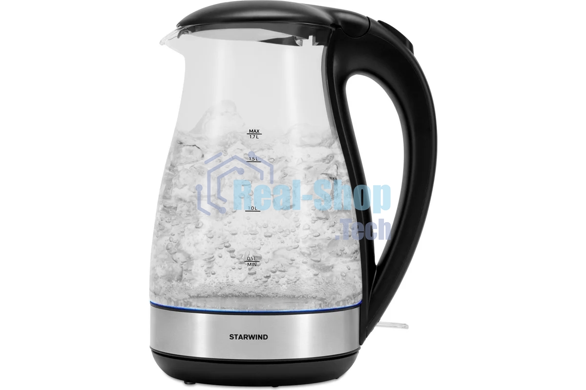 Чайник электрический Starwind SKP3039 1.7л. 2200Вт черный (корпус: стекло)