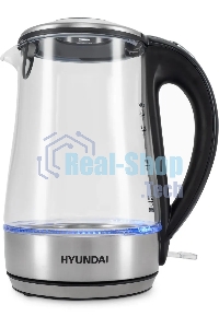 Чайник электрический Hyundai HYK-G8406 1.7л. 2200Вт прозрачный/черный (корпус: нержавеющая сталь)