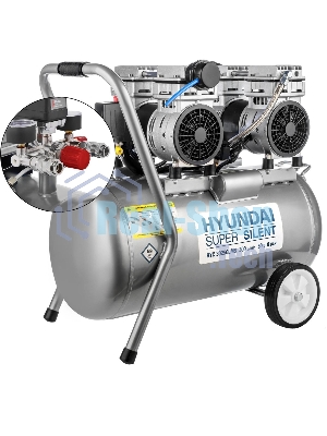 Компрессор поршневой Hyundai HYC 30250LMS безмасляный 300л/мин 50л 2000Вт серебристый/черный