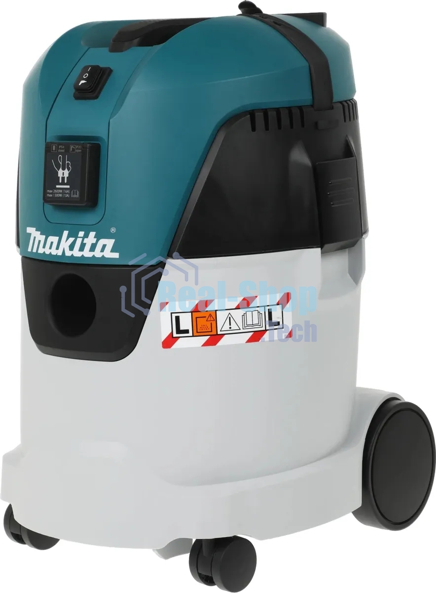 Строительный пылесос Makita VC2512L серый, 1000 Вт, уборка сухая/влажная, пылесборник мешок/контейнер, 25 л