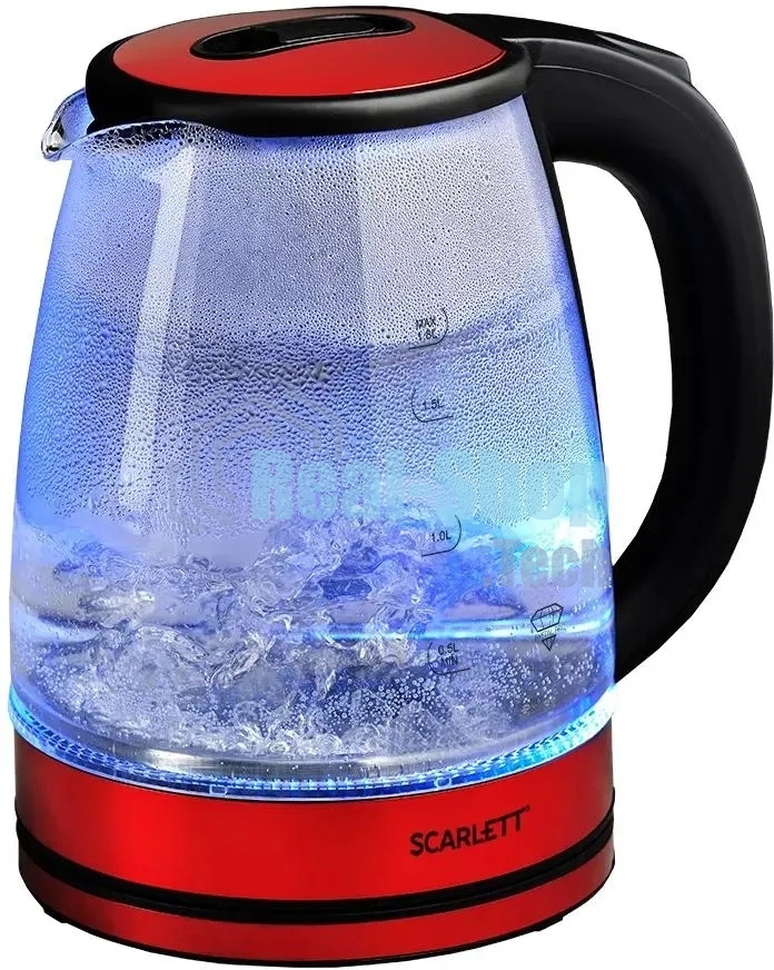 Чайник электрический Scarlett SC-EK27G65 красный/черный, 1800 Вт, 1.8 л