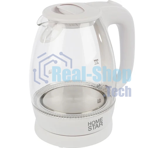 Чайник электрический Homestar HS-1012 1.7 л, стекло, белый (003566)