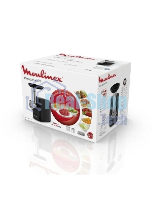 Мясорубка электрическая Moulinex ME112832 черный/серебристый, 1600 Вт, 1.9 кг/мин, реверс, защита от перегрузки, насадки - 5