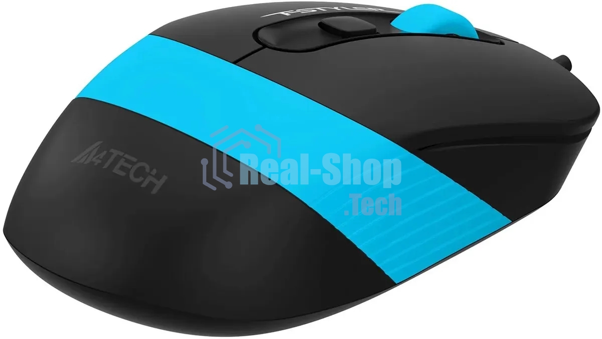 Мышь проводная A4Tech Fstyler FM10S черный/голубой, 1600 dpi, USB, кнопки - 4