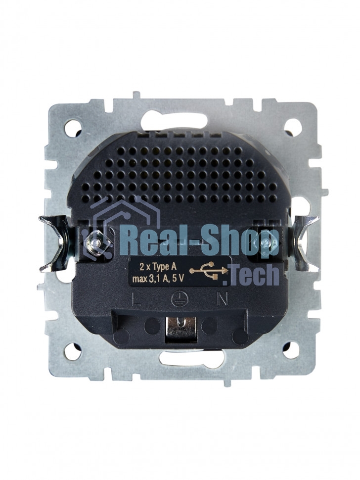 Розетка 1-местная IEK BRITE РЮш10-2-БрШ (BR-R14-16-U21-D31-K37) с заземлением, с защитными шторками, 16А, с USB A+A 5В 3,1А, шампань