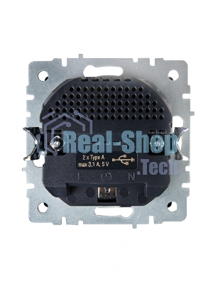 Розетка 1-местная IEK BRITE РЮш10-2-БрШ (BR-R14-16-U21-D31-K37) с заземлением, с защитными шторками, 16А, с USB A+A 5В 3,1А, шампань