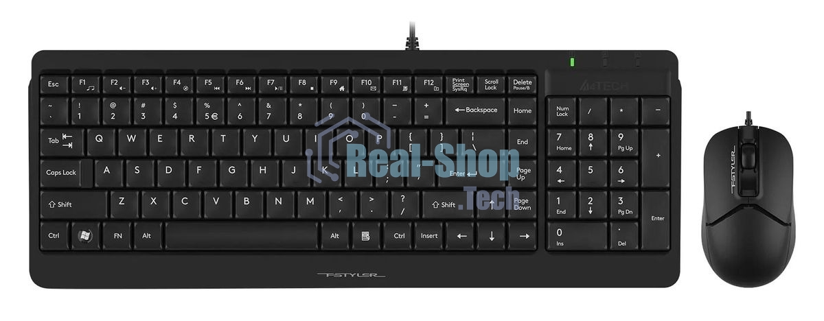 Комплект клавиатура+мышь A4Tech FStyler F1512 проводной, USB, 1200 DPI, черный