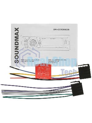 Автомагнитола Soundmax SM-CCR3062B, 1 DIN, Bluetooth, USB Type-A, AUX