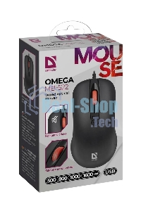 Мышь проводная Defender Omega MB-522 черный, 1600 dpi, USB, кнопки - 4