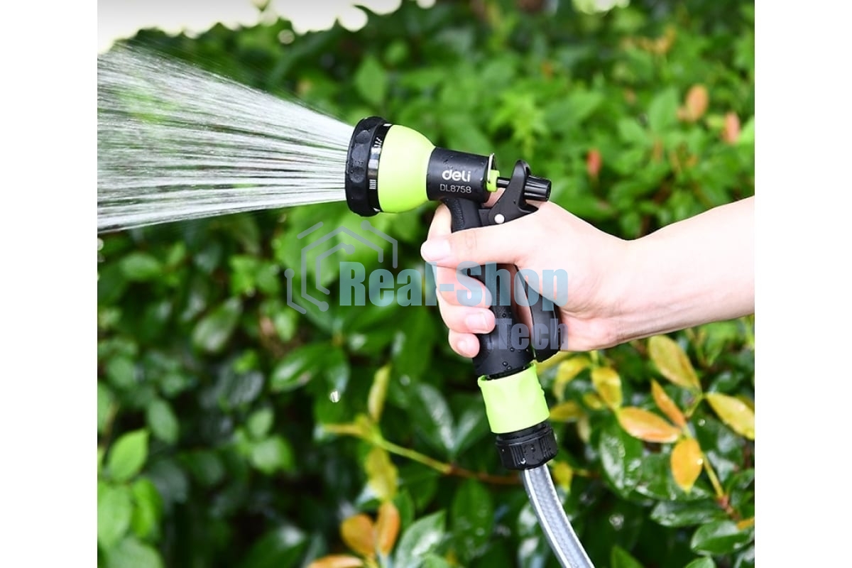 Пистолет-распылитель поливочный Deli DL8758 7 режимов распыления, диаметр шланга 3/4