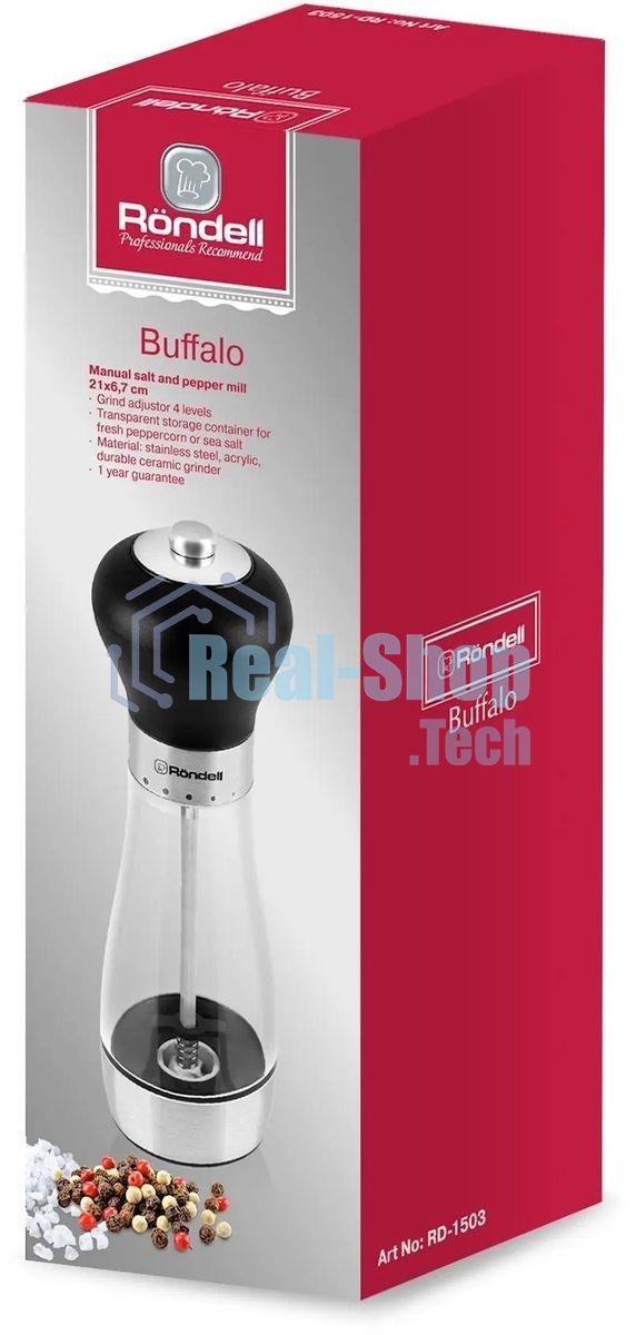 Мельница для перца и соли Rondell Buffalo RD-1503, стальной