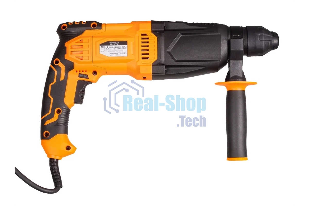 Перфоратор ВИХРЬ П-1000к Перфоратор SDS-plus 72/3/7 1000 Вт, сталь, бетон, дерево 13мм/30мм/40мм, 1100 об/мин, 5 дж, вес 3,4 кг