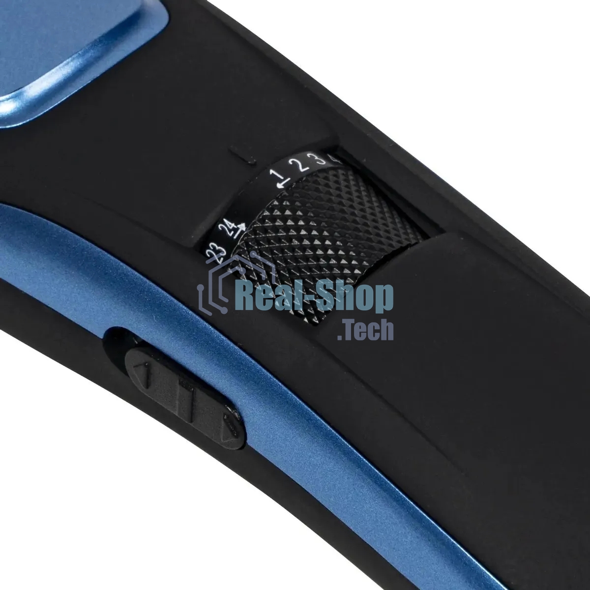 Набор для стрижки Galaxy Line GL 4166, черный с голубым, 3 Вт, время работы до 1,5 ч, аккум. Li-Ion 3,7 В, емк. аккум. 600 мА*ч, лезв. из нерж. стали, ширина лезвия 40 мм, 24 положения насадки-расчески (3,5 - 14,5 мм), филир. гребень, индик. заряда аккум.