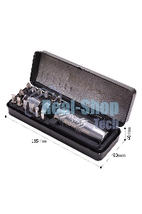 Ударно-поворотная отвертка с набором бит 13 шт Deli DL8901 (PH1, PH2x2, PH3, PH4, SL5, SL6, SL8, SL9, H4, H5, H6, H8), Cr-V, пласт. кейс